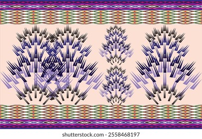 Ikat ethnic tribal ,handmade native pattern motif. Ethnic ikat abstract background art.Ikat geometric  ethnic oriental seamless pattern.Design for fabric pattern , textile ,printing and ikat pattern.