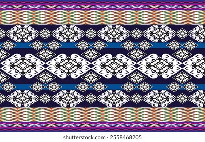 Ikat ethnic tribal ,handmade native pattern motif. Ethnic ikat abstract background art.Ikat geometric  ethnic oriental seamless pattern.Design for fabric pattern , textile ,printing and ikat pattern.