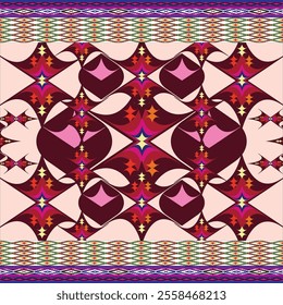 Ikat ethnic tribal ,handmade native pattern motif. Ethnic ikat abstract background art.Ikat geometric  ethnic oriental seamless pattern.Design for fabric pattern , textile ,printing and ikat pattern.