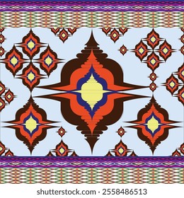 Ikat ethnic tribal ,handmade native pattern motif. Ethnic ikat abstract background art.Ikat geometric  ethnic oriental seamless pattern.Design for fabric pattern , textile ,printing and ikat pattern.