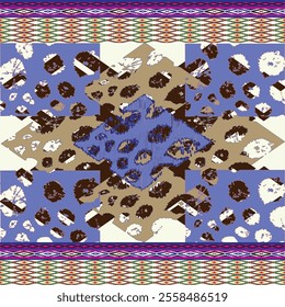 Ikat ethnic tribal ,handmade native pattern motif. Ethnic ikat abstract background art.Ikat geometric  ethnic oriental seamless pattern.Design for fabric pattern , textile ,printing and ikat pattern.