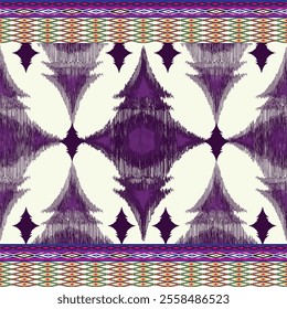 Ikat ethnic tribal ,handmade native pattern motif. Ethnic ikat abstract background art.Ikat geometric  ethnic oriental seamless pattern.Design for fabric pattern , textile ,printing and ikat pattern.