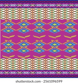 Ikat ethnic tribal ,handmade native pattern motif. Ethnic ikat abstract background art.Ikat geometric  ethnic oriental seamless pattern.Design for fabric pattern , textile ,printing and ikat pattern.