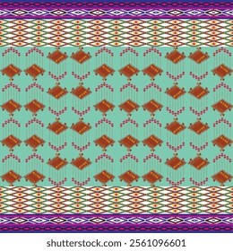 Ikat ethnic tribal ,handmade native pattern motif. Ethnic ikat abstract background art.Ikat geometric  ethnic oriental seamless pattern.Design for fabric pattern , textile ,printing and ikat pattern.