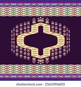 Ikat ethnic tribal ,handmade native pattern motif. Ethnic ikat abstract background art.Ikat geometric  ethnic oriental seamless pattern.Design for fabric pattern , textile ,printing and ikat pattern.
