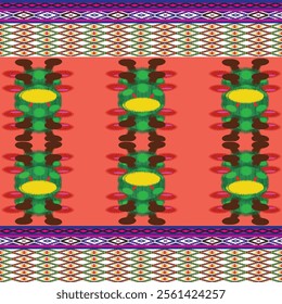 Ikat ethnic tribal ,handmade native pattern motif. Ethnic ikat abstract background art.Ikat geometric  ethnic oriental seamless pattern.Design for fabric pattern , textile ,printing and ikat pattern.