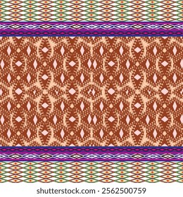 Ikat ethnic tribal ,handmade native pattern motif. Ethnic ikat abstract background art.Ikat geometric  ethnic oriental seamless pattern.Design for fabric pattern , textile ,printing and ikat pattern.