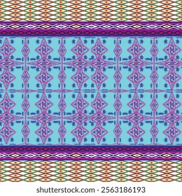 Ikat ethnic tribal ,handmade native pattern motif. Ethnic ikat abstract background art.Ikat geometric  ethnic oriental seamless pattern.Design for fabric pattern , textile ,printing and ikat pattern.