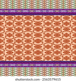 Ikat ethnic tribal ,handmade native pattern motif. Ethnic ikat abstract background art.Ikat geometric  ethnic oriental seamless pattern.Design for fabric pattern , textile ,printing and ikat pattern.
