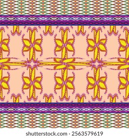 Ikat ethnic tribal ,handmade native pattern motif. Ethnic ikat abstract background art.Ikat geometric  ethnic oriental seamless pattern.Design for fabric pattern , textile ,printing and ikat pattern.