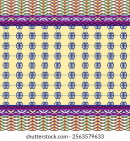 Ikat ethnic tribal ,handmade native pattern motif. Ethnic ikat abstract background art.Ikat geometric  ethnic oriental seamless pattern.Design for fabric pattern , textile ,printing and ikat pattern.