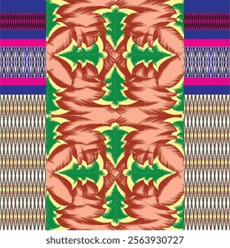 Ikat ethnic tribal ,handmade native pattern motif. Ethnic ikat abstract background art.Ikat geometric  ethnic oriental seamless pattern.Design for fabric pattern , textile ,printing and ikat pattern.