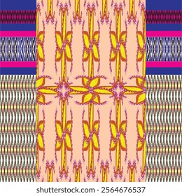 Ikat ethnic tribal ,handmade native pattern motif. Ethnic ikat abstract background art.Ikat geometric  ethnic oriental seamless pattern.Design for fabric pattern , textile ,printing and ikat pattern.