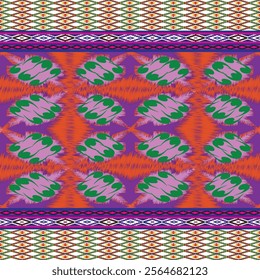 Ikat ethnic tribal ,handmade native pattern motif. Ethnic ikat abstract background art.Ikat geometric  ethnic oriental seamless pattern.Design for fabric pattern , textile ,printing and ikat pattern.