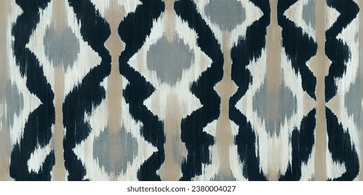 Ikat ethnic tribal, handmade seamless wallpaper. Ethnic Ikat abstract background art. llustration for greeting cards, printing and other design project.