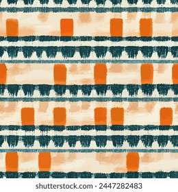 Ikat ethnic tribal, handmade seamless wallpaper. Ethnic Ikat abstract background art. llustration for greeting cards, printing and other design project.