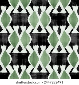 Ikat ethnic tribal, handmade seamless wallpaper. Ethnic Ikat abstract background art. llustration for greeting cards, printing and other design project.