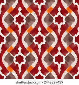 Ikat ethnic tribal, handmade seamless wallpaper. Ethnic Ikat abstract background art. llustration for greeting cards, printing and other design project.