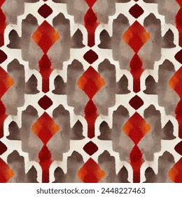 Ikat ethnic tribal, handmade seamless wallpaper. Ethnic Ikat abstract background art. llustration for greeting cards, printing and other design project.