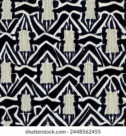 Ikat ethnic tribal, handmade seamless wallpaper. Ethnic Ikat abstract background art. llustration for greeting cards, printing and other design project.