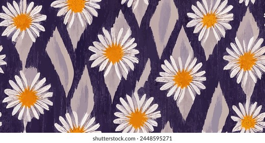 Ikat ethnic tribal, handmade seamless wallpaper. Ethnic Ikat abstract background art. llustration for greeting cards, printing and other design project.