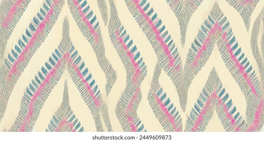 Ikat ethnic tribal, handmade seamless wallpaper. Ethnic Ikat abstract background art. llustration for greeting cards, printing and other design project.