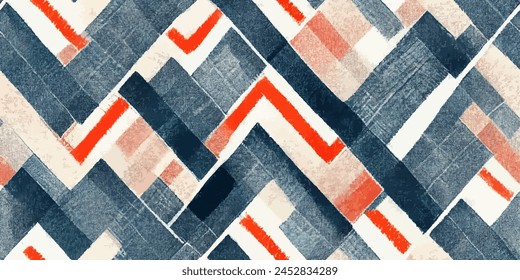 Ikat ethnic tribal, handmade seamless wallpaper. Ethnic Ikat abstract background art. llustration for greeting cards, printing and other design project.