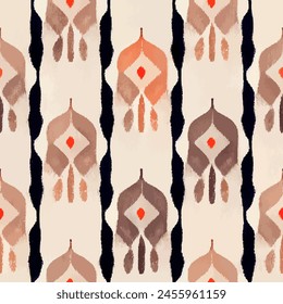 Ikat ethnic tribal, handmade seamless wallpaper. Ethnic Ikat abstract background art. llustration for greeting cards, printing and other design project.