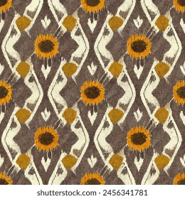 Ikat ethnic tribal, handmade seamless wallpaper. Ethnic Ikat abstract background art. llustration for greeting cards, printing and other design project.