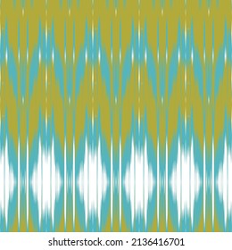 Patrón inquebrantable de la etnia ikat. Ilustraciones geométricas de los vectores orientales afroamericanos. Alfombra de tela azteca india adornando tejido boho chevron nativo. Fondo de estilo bordado.