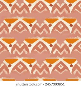 Ikat ethnic tribal seamless pattern,  Handmade seamless wallpaper. Ethnic Ikat abstract background art. llustration for greeting cards, printing and other design project.
