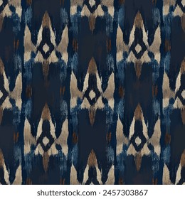 Ikat ethnic tribal seamless pattern,  Handmade seamless wallpaper. Ethnic Ikat abstract background art. llustration for greeting cards, printing and other design project.