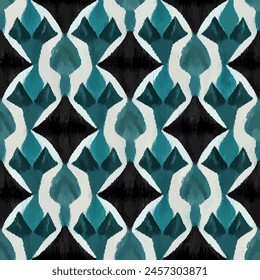 Ikat ethnic tribal seamless pattern,  Handmade seamless wallpaper. Ethnic Ikat abstract background art. llustration for greeting cards, printing and other design project.