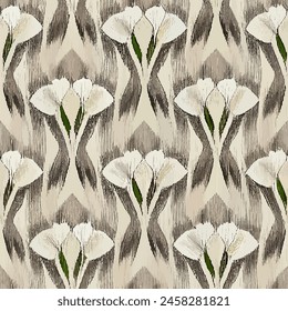 Ikat ethnic tribal seamless pattern,  Handmade seamless wallpaper. Ethnic Ikat abstract background art. llustration for greeting cards, printing and other design project.