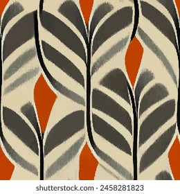 Ikat ethnic tribal seamless pattern,  Handmade seamless wallpaper. Ethnic Ikat abstract background art. llustration for greeting cards, printing and other design project.