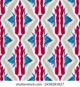 Ikat ethnic tribal seamless pattern,  Handmade seamless wallpaper. Ethnic Ikat abstract background art. llustration for greeting cards, printing and other design project.