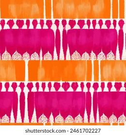 Ikat ethnic tribal seamless pattern,  Handmade seamless wallpaper. Ethnic Ikat abstract background art. llustration for greeting cards, printing and other design project.