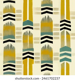 Ikat ethnic tribal seamless pattern,  Handmade seamless wallpaper. Ethnic Ikat abstract background art. llustration for greeting cards, printing and other design project.