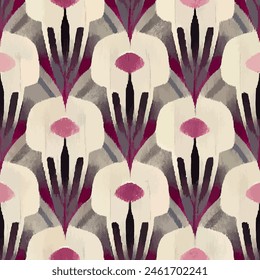 Ikat ethnic tribal seamless pattern,  Handmade seamless wallpaper. Ethnic Ikat abstract background art. llustration for greeting cards, printing and other design project.