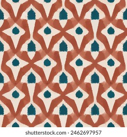 Patrón sin costuras tribales étnicas Ikat, Fondo de pantalla sin costuras hecho a mano. Ikat étnico abstracto arte de fondo. ilustración para tarjetas de felicitación, impresión y otro proyecto de diseño.