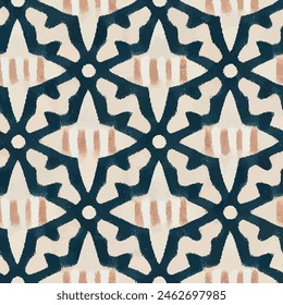 Ikat ethnic tribal seamless pattern,  Handmade seamless wallpaper. Ethnic Ikat abstract background art. llustration for greeting cards, printing and other design project.