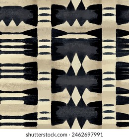 Ikat ethnic tribal seamless pattern,  Handmade seamless wallpaper. Ethnic Ikat abstract background art. llustration for greeting cards, printing and other design project.