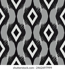 Ikat ethnic tribal seamless pattern,  Handmade seamless wallpaper. Ethnic Ikat abstract background art. llustration for greeting cards, printing and other design project.