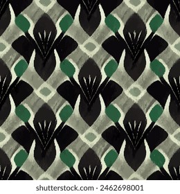 Ikat ethnic tribal seamless pattern,  Handmade seamless wallpaper. Ethnic Ikat abstract background art. llustration for greeting cards, printing and other design project.