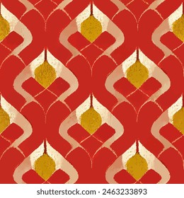 Patrón sin costuras tribales étnicas Ikat, Fondo de pantalla sin costuras hecho a mano. Ikat étnico abstracto arte de fondo. ilustración para tarjetas de felicitación, impresión y otro proyecto de diseño.