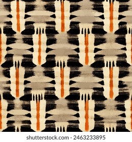 Ikat ethnic tribal seamless pattern,  Handmade seamless wallpaper. Ethnic Ikat abstract background art. llustration for greeting cards, printing and other design project.