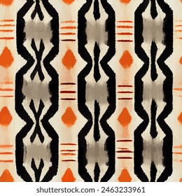 Ikat ethnic tribal seamless pattern,  Handmade seamless wallpaper. Ethnic Ikat abstract background art. llustration for greeting cards, printing and other design project.