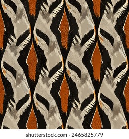Ikat ethnic tribal seamless pattern,  Handmade seamless wallpaper. Ethnic Ikat abstract background art. llustration for greeting cards, printing and other design project.