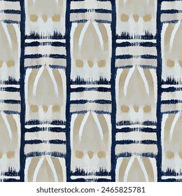 Ikat ethnische Stamm nahtlose Muster, Handgemachte nahtlose Bildschirmhintergrund. Ethnische Ikat abstrakte Hintergrund Kunst. Illustration für Grußkarten, Druck und andere Design-Projekt.