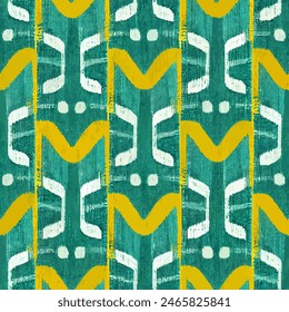 Patrón sin costuras tribales étnicas Ikat, Fondo de pantalla sin costuras hecho a mano. Ikat étnico abstracto arte de fondo. ilustración para tarjetas de felicitación, impresión y otro proyecto de diseño.